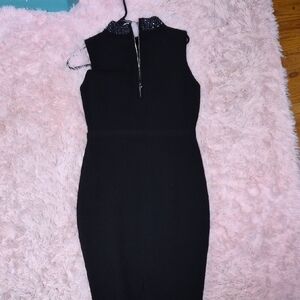 Milly Black Dress with Embellished Collar